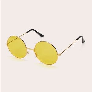 🛍SALE! 2/$35🖤 Anthro Round Lennon Metal Frame Rose Gold Yellow Tint Sunglasses